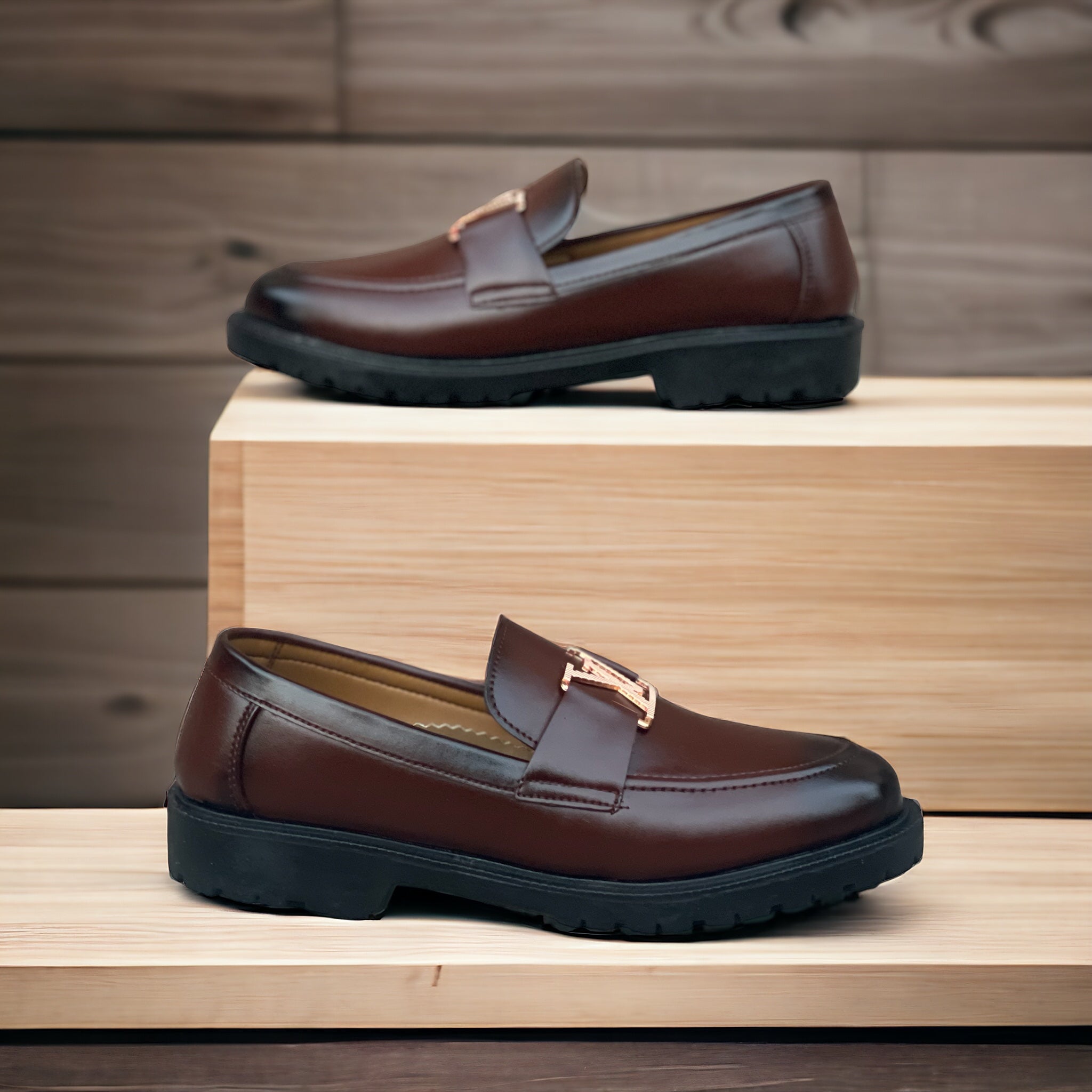 Brown LV Patent Loafers LV-2300