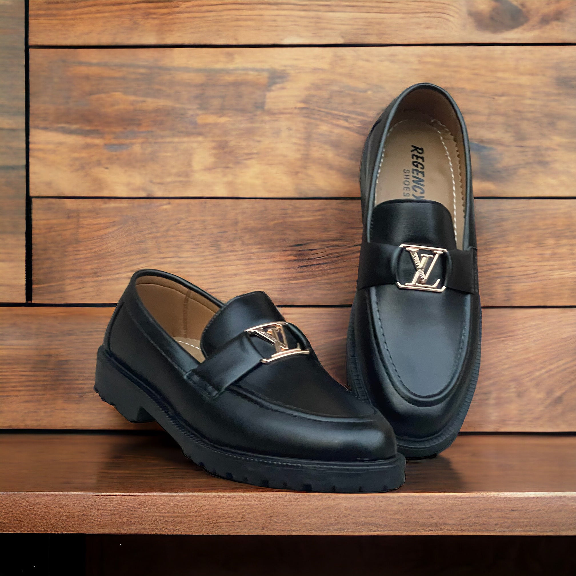 Black LV Patent Loafers LV-2400