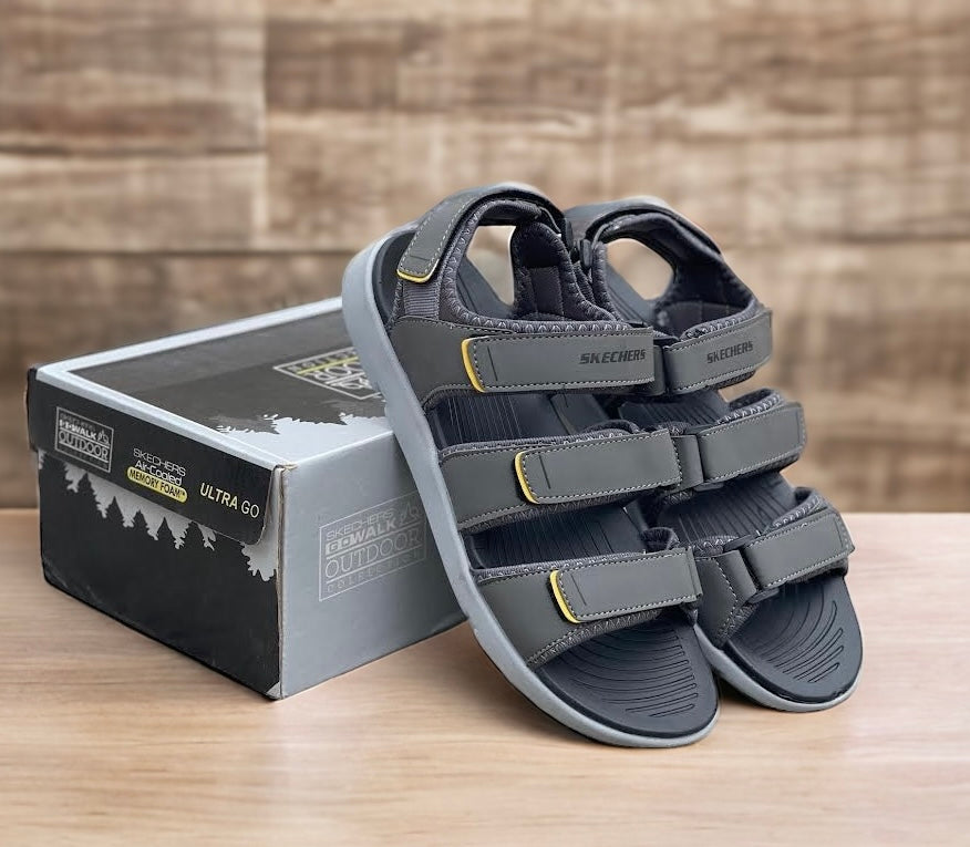 Sk-cher Grey Tie Up Three Strap Sandals TSS-1022