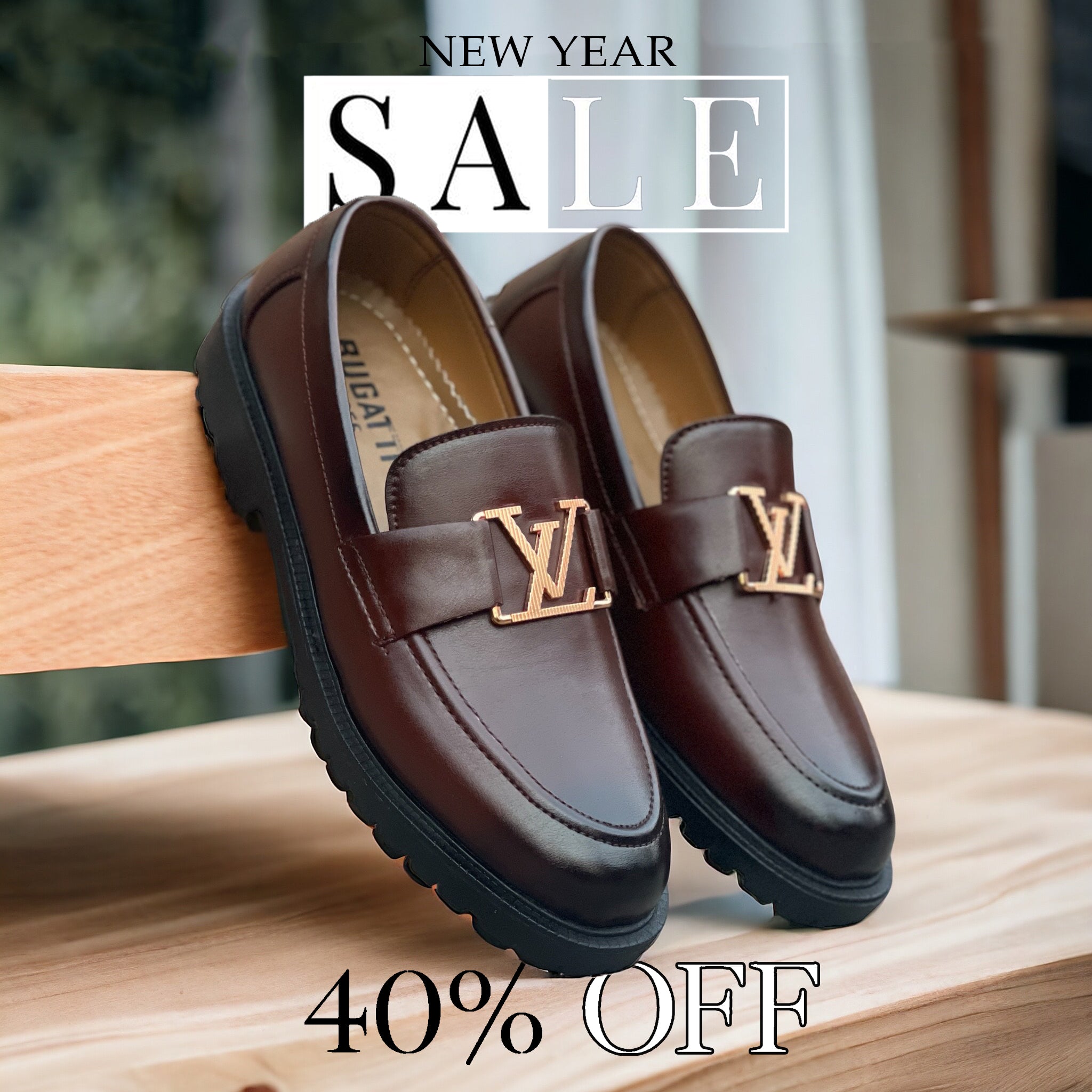 Brown LV Patent Loafers LV-2300