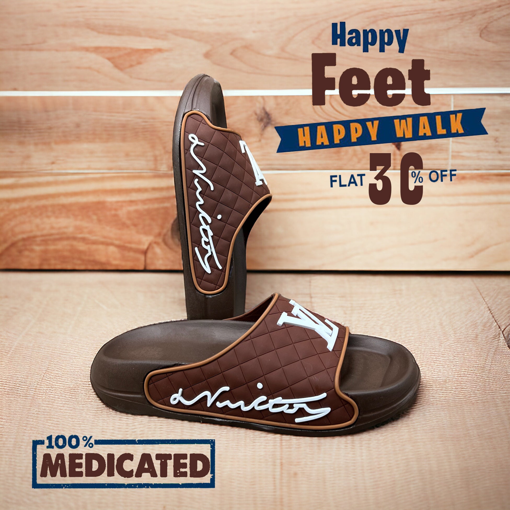 Medicated Brown L-V Soft Sole Slides LSS-3302