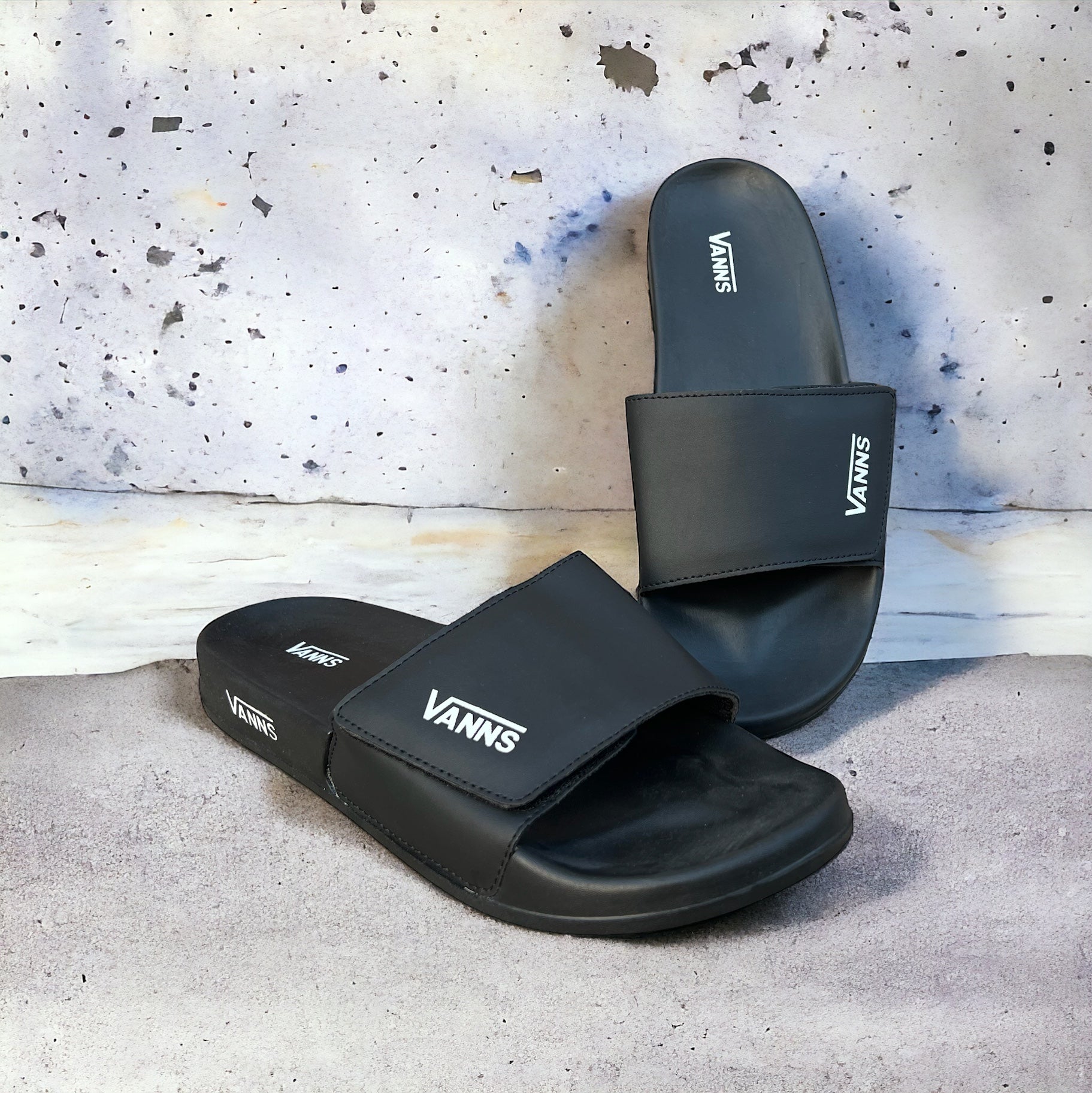 VANS BLACK SLIDES VN-55