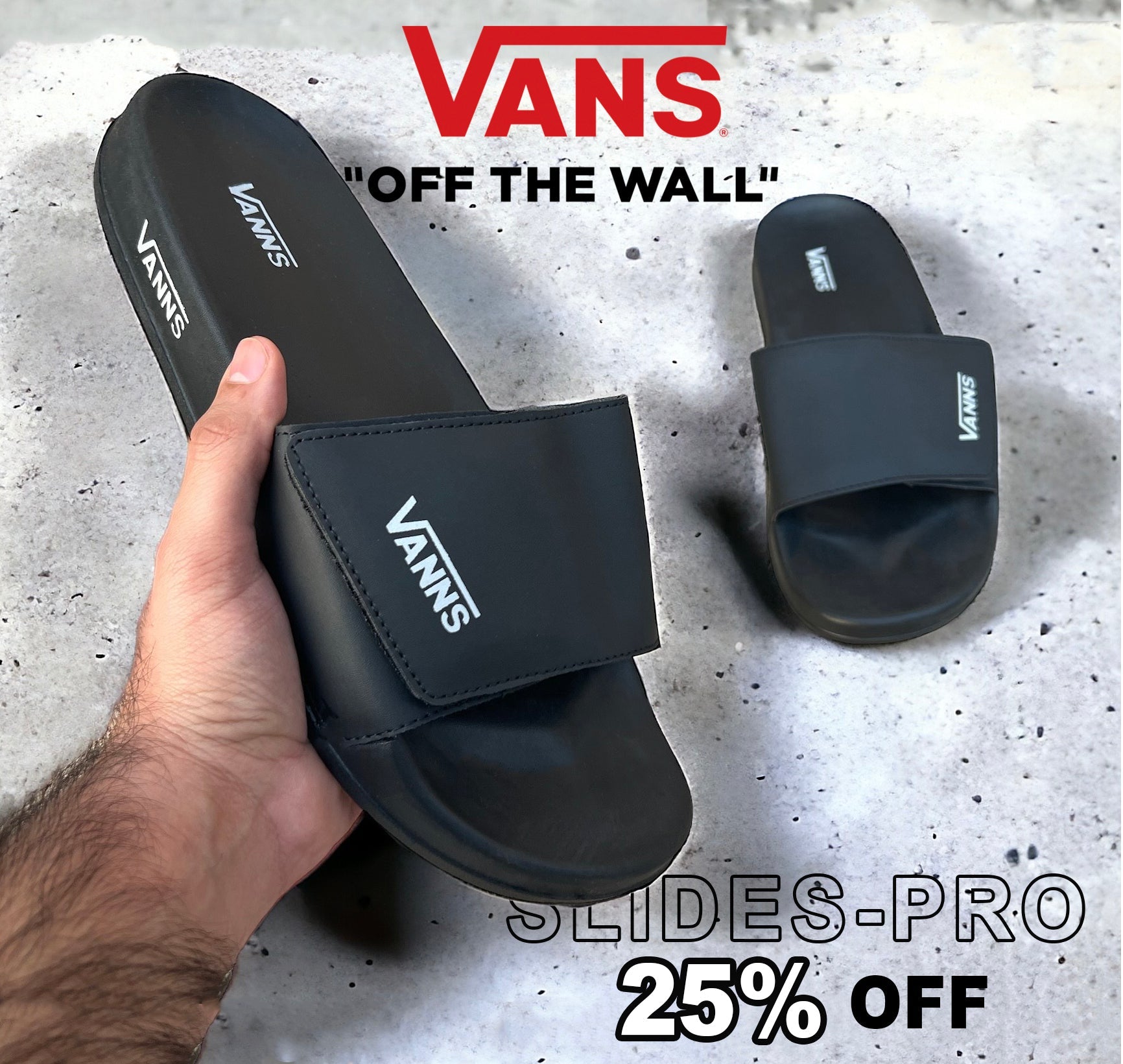 VANS BLACK SLIDES VN-55