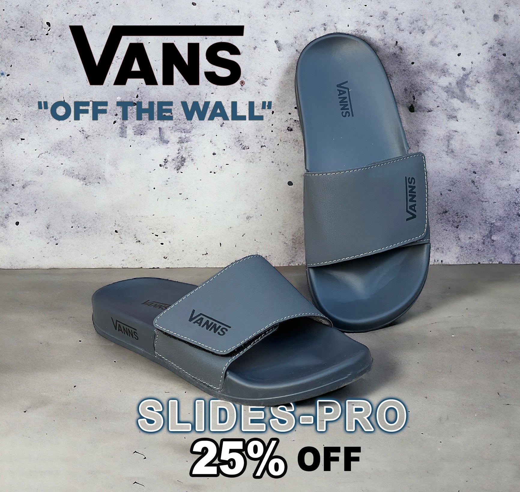 VANS GREY SLIDES VN-66